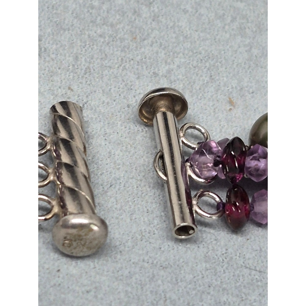 Abalone Necklace Paua Pearl Amethyst Garnet Multi Strand Iridescent Statement - Picture 11 of 16